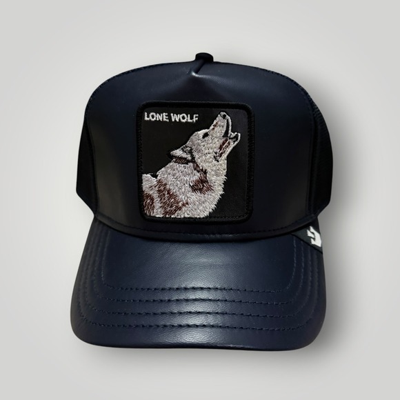 Goorin Bros Other - Goorin Bros Lone Wolf Trucker Hat Navy Shleather Mesh Snapback The Farm Wildlife